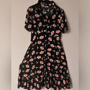 Black Floral Midi Dress